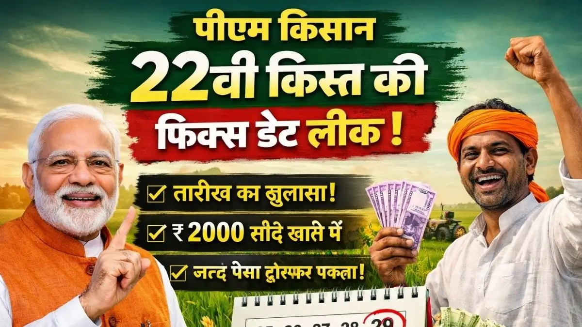 पीएम किसान 22वीं किस्त 2026: ₹2000 की बंपर खुशखबरी, पीएम किसान 22वीं किस्त की फिक्स डेट लीक