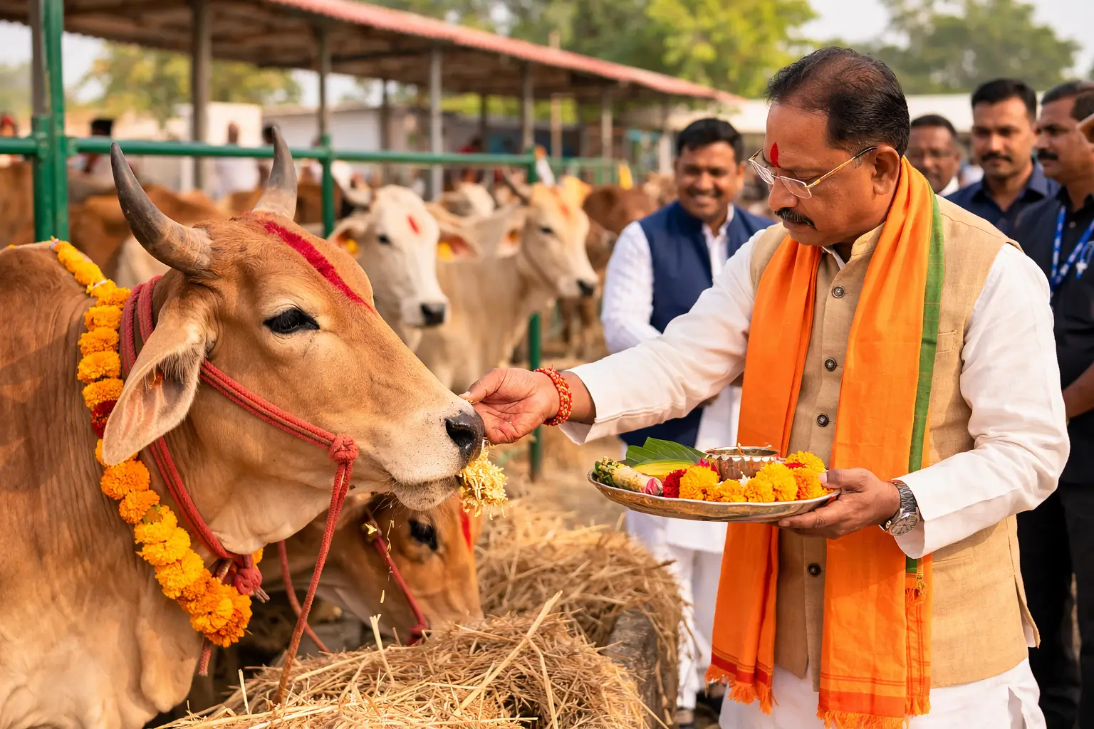 गौधाम योजना की शुरुआत, सीएम साय ने बिलासपुर में की गोमाता की पूजा, 25 एकड़ में बना विशाल गौधाम